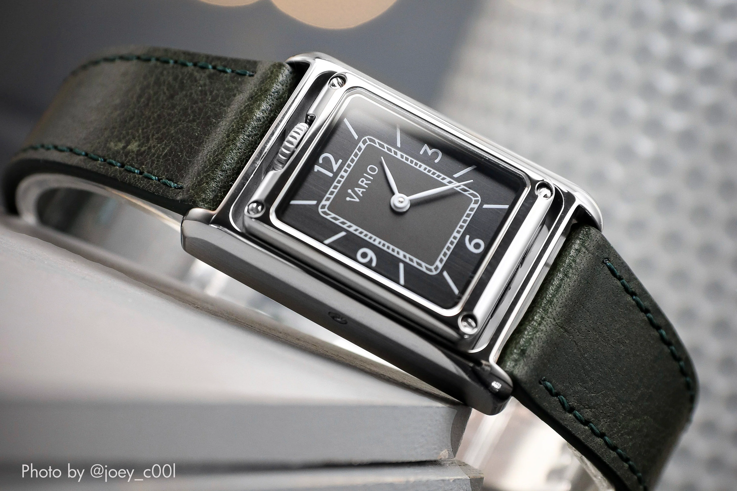 Vario VERSA Reversible Dual Time Eastern Arabic Gunmetal-Green Enamel Watch - Image 6