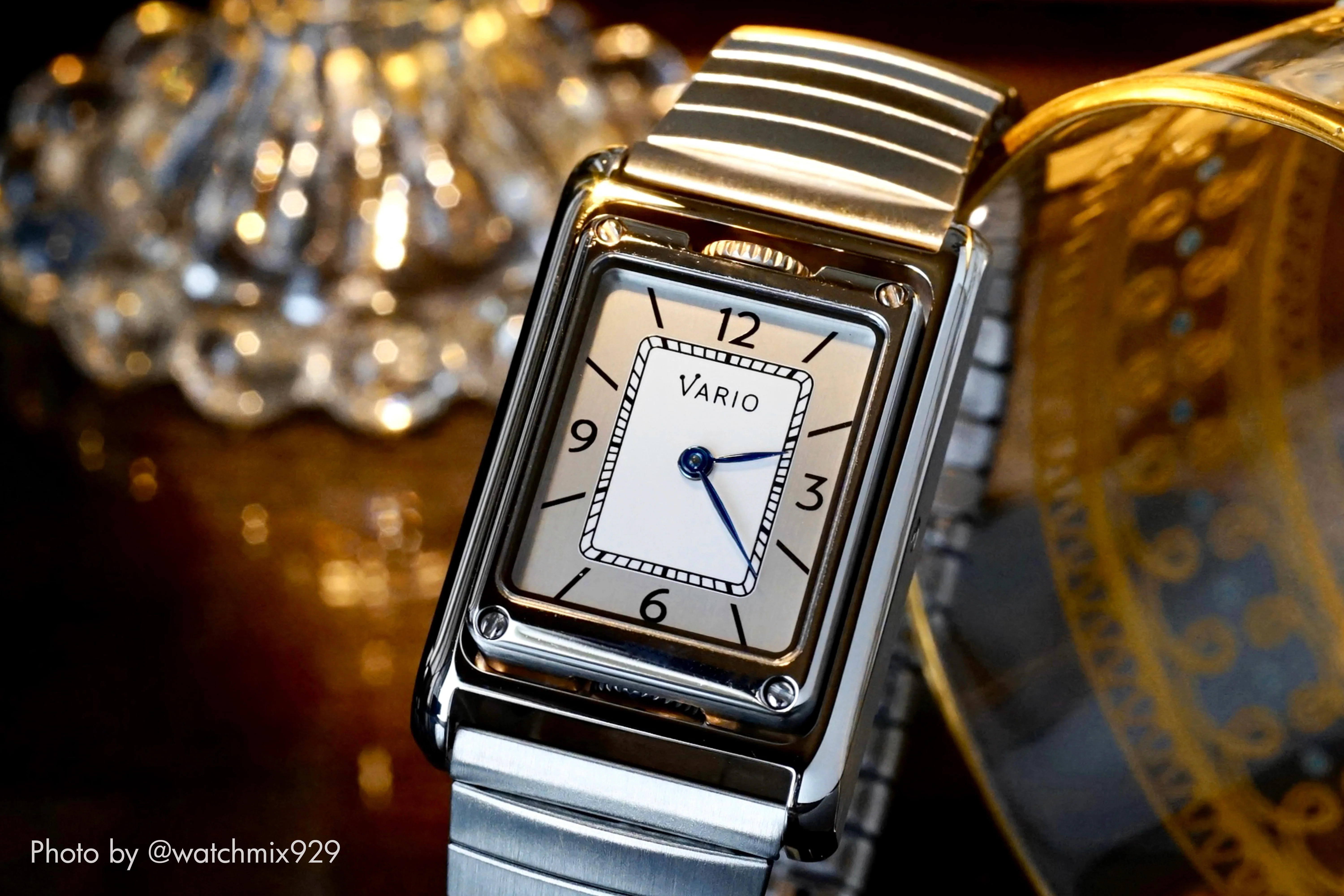 Vario VERSA Reversible Dual Time Silver-Black Enamel Watch - Image 6
