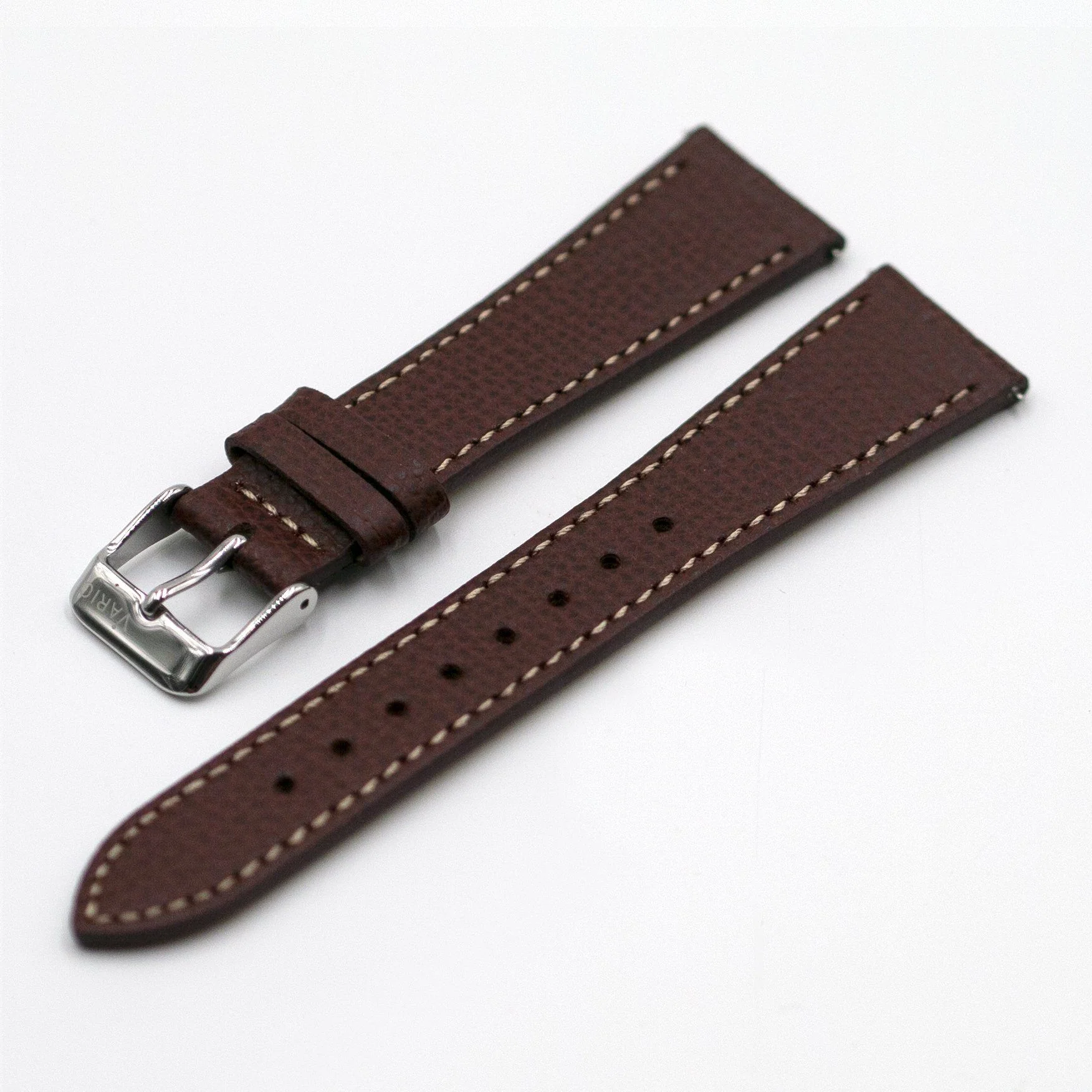 Vintage Epsom Italian Leather Mahogany Brown Watch Strap with Quick Release (XL)