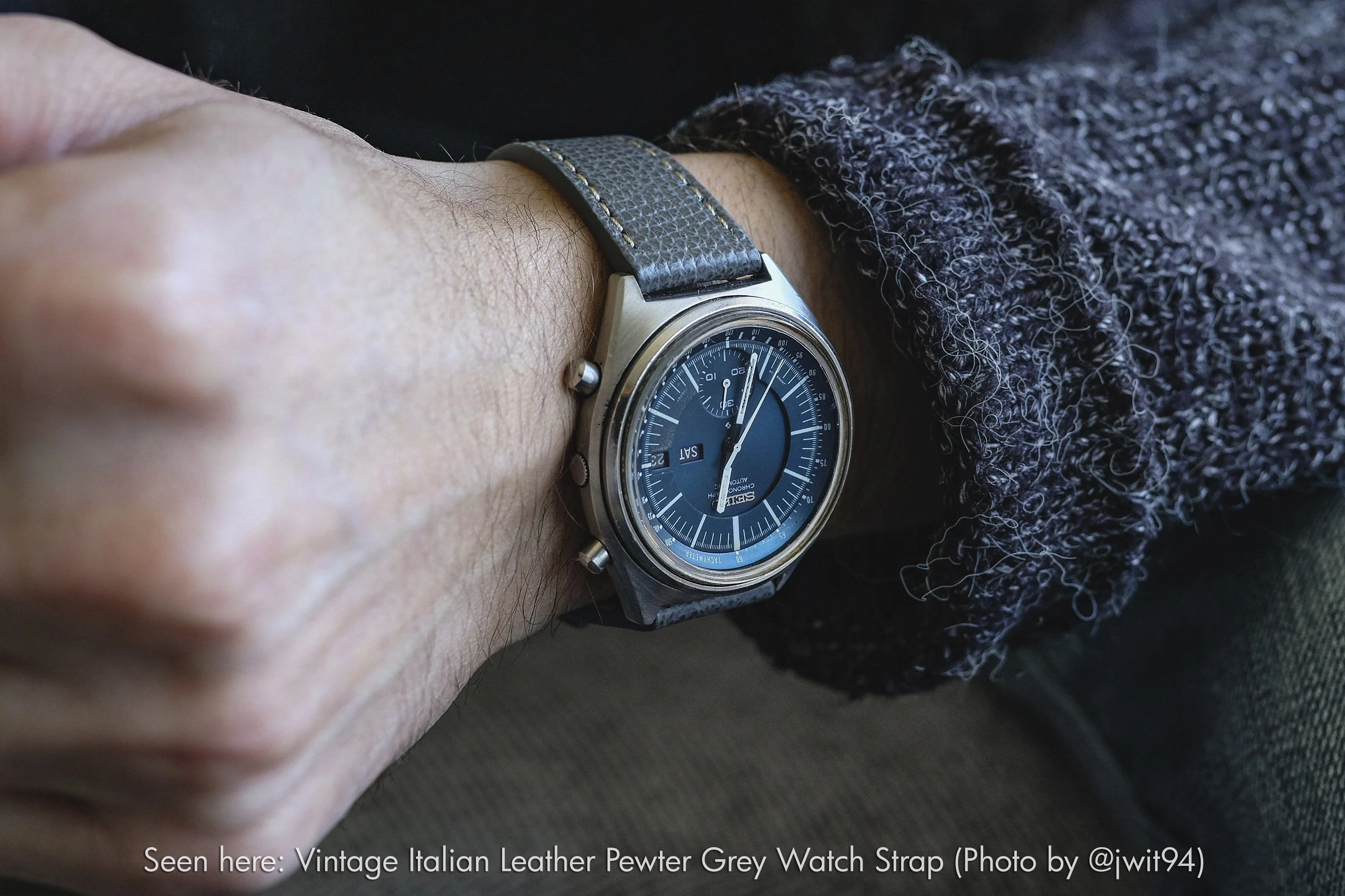 Vintage Epsom Italian Leather Mahogany Brown Watch Strap with Quick Release (XL) - Image 8