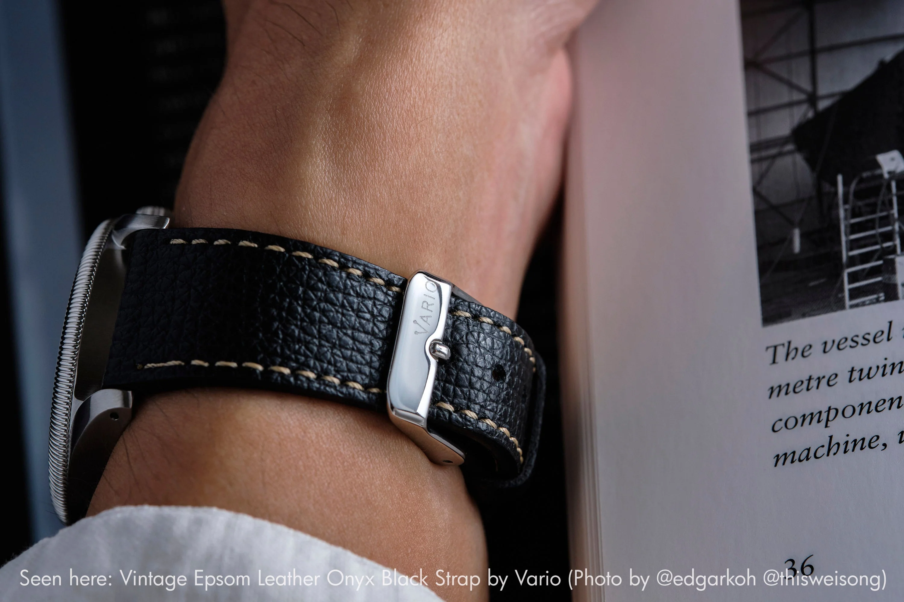 Vintage Epsom Italian Leather Mahogany Brown Watch Strap with Quick Release (XL) - Image 9