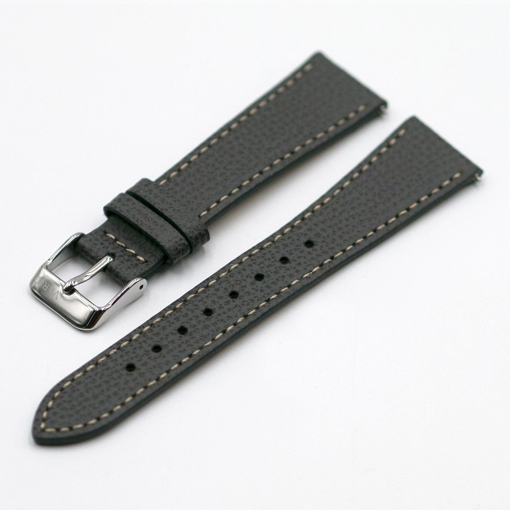 Vintage Epsom Italian Leather Pewter Grey Watch Strap with Quick Release