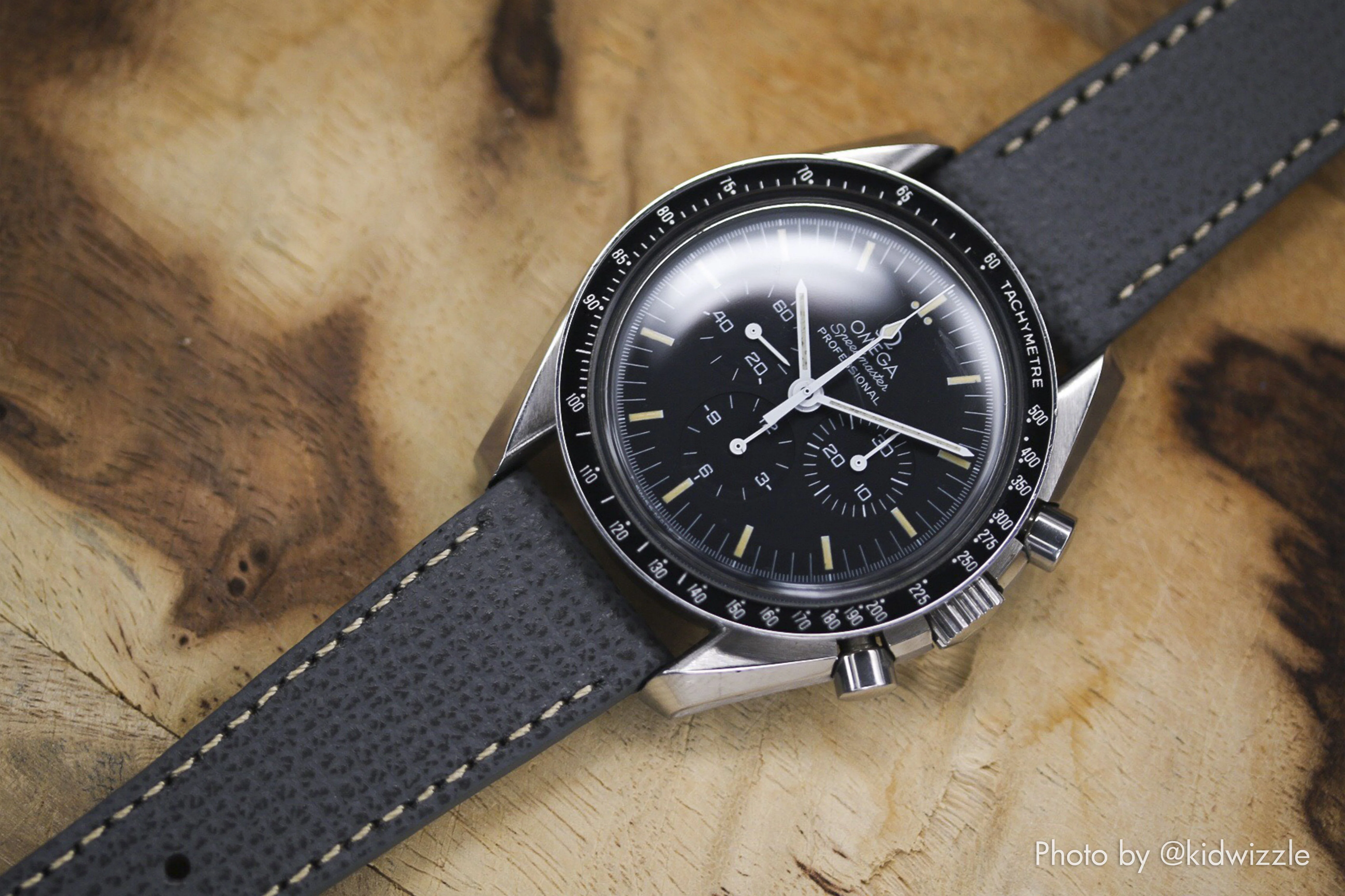 Vintage Epsom Italian Leather Pewter Grey Watch Strap with Quick Release - Image 4