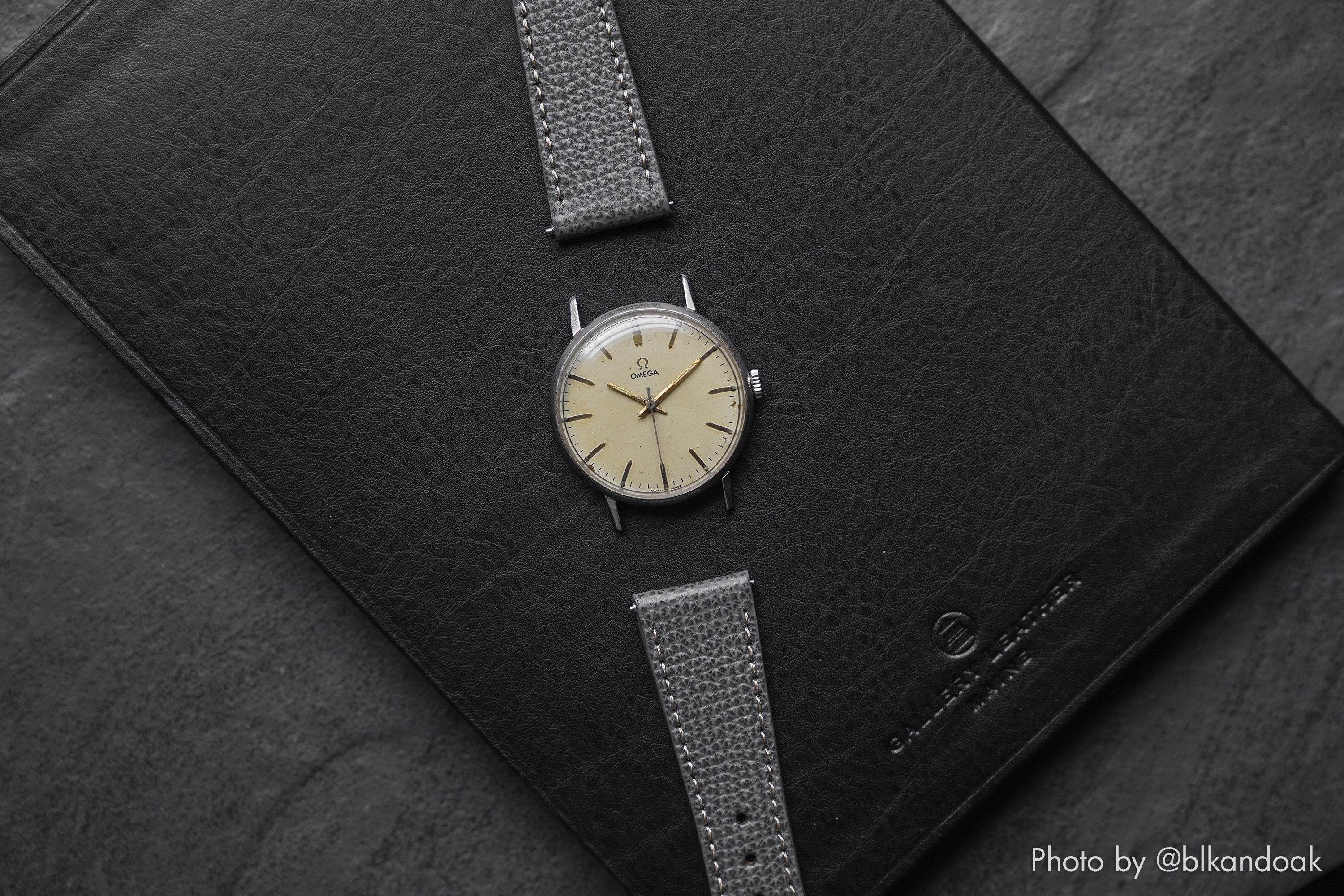 Vintage Epsom Italian Leather Pewter Grey Watch Strap with Quick Release - Image 5