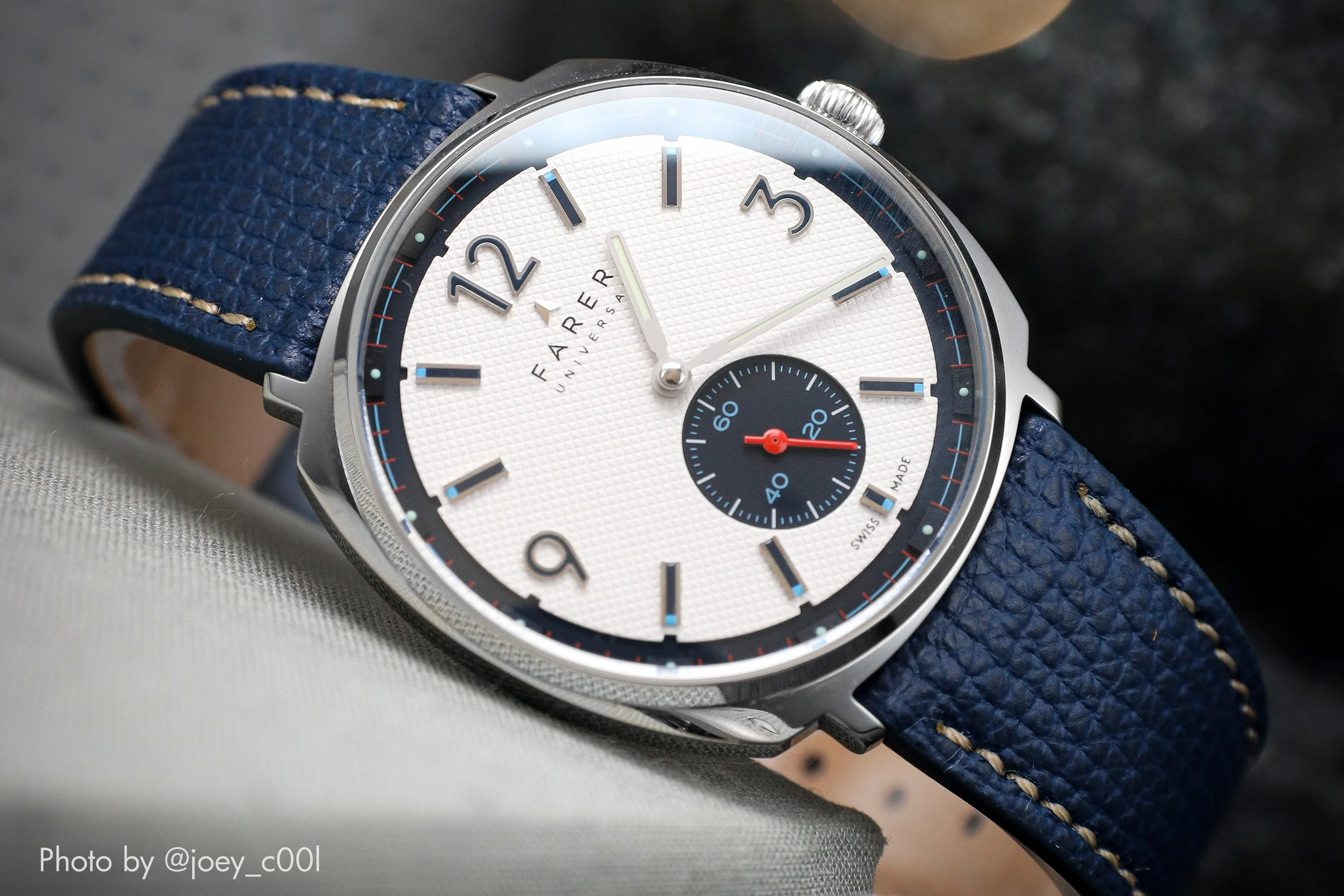 Vintage Epsom Italian Leather Royal Blue Watch Strap with Quick Release - Image 5