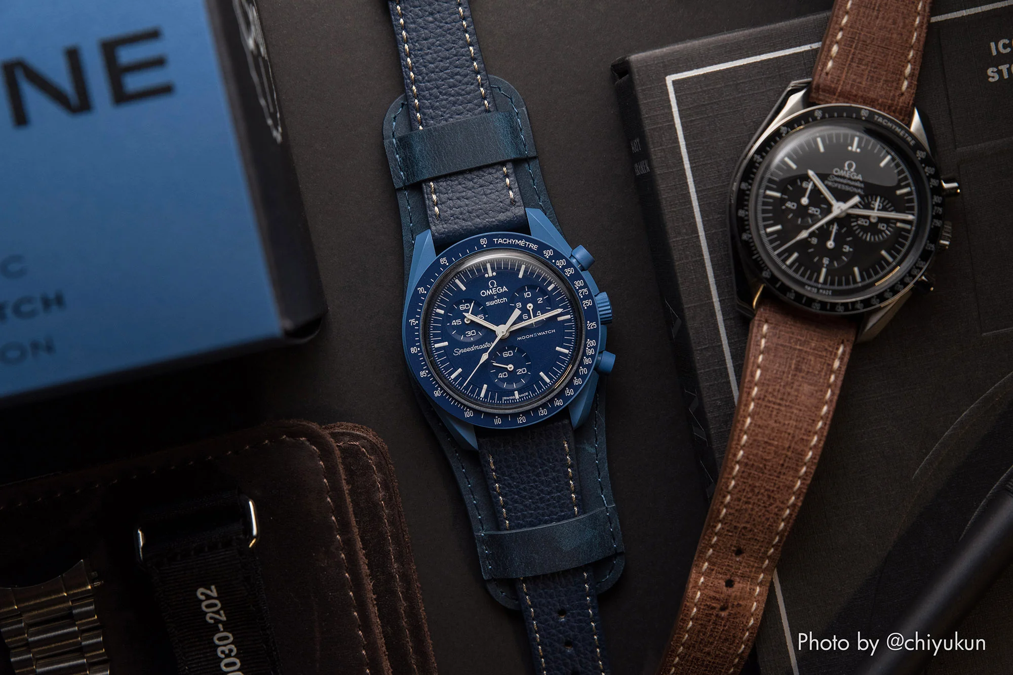 Vintage Epsom Italian Leather Royal Blue Watch Strap with Quick Release - Image 6