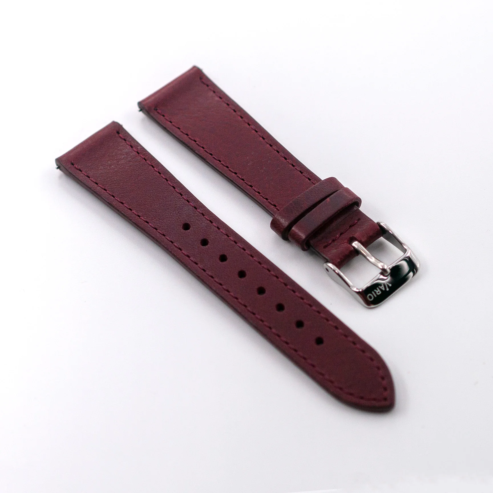 Vintage Veg Tan Italian Leather Garnet Red Watch Strap with Quick Release