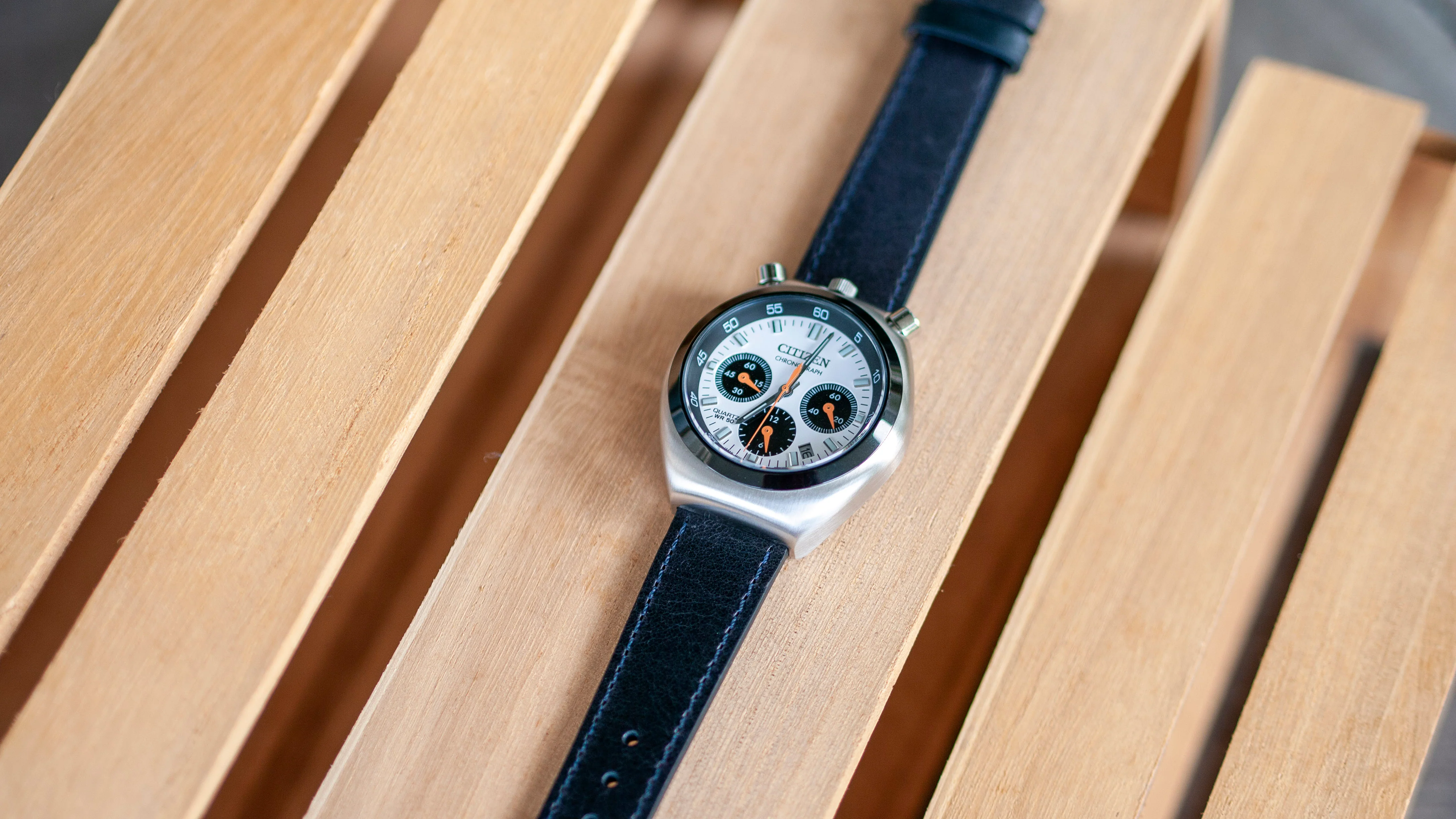 Vintage Veg Tan Italian Leather Midnight Blue Watch Strap with Quick Release - Image 2