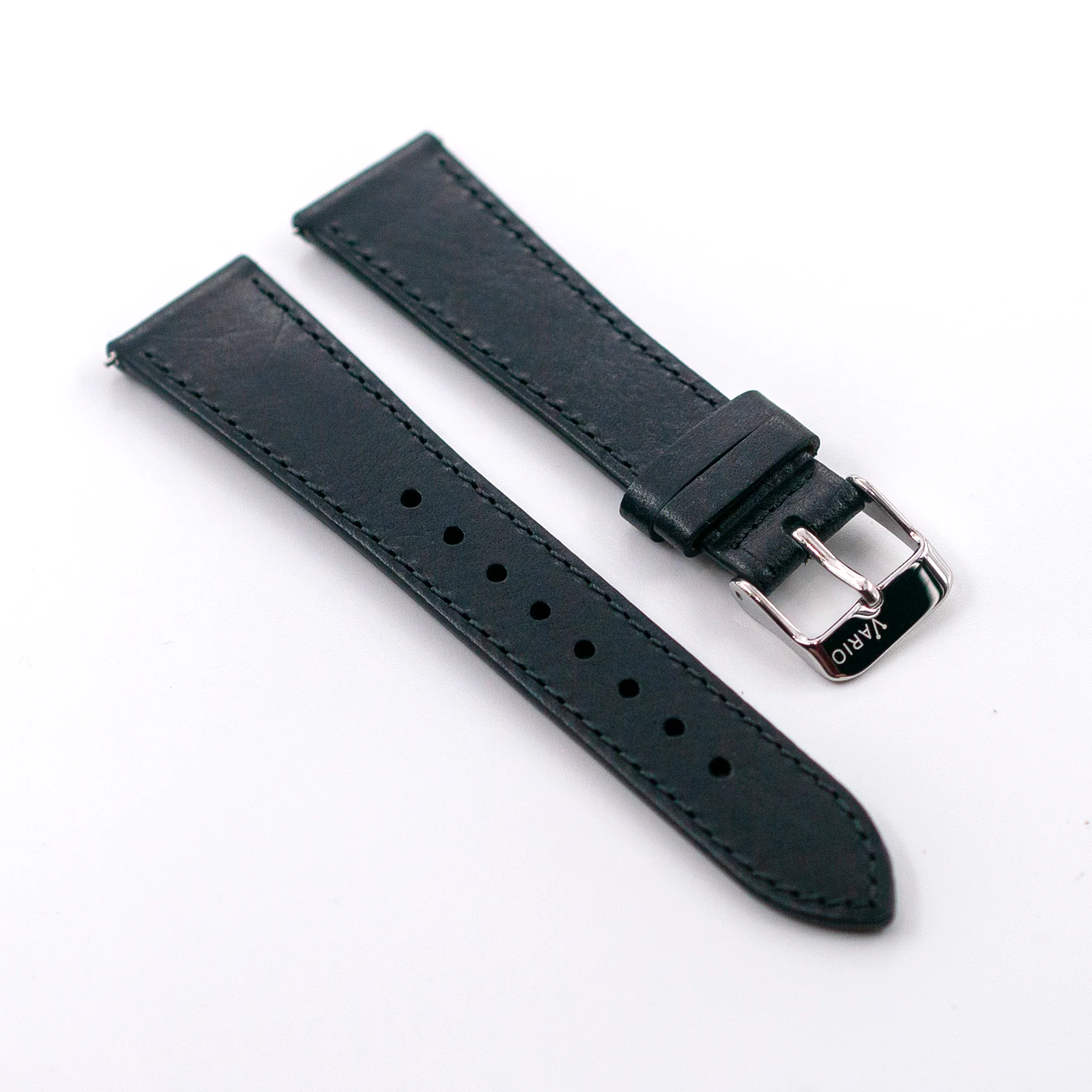 Vintage Veg Tan Italian Leather Onyx Black Watch Strap with Quick Release (XL)