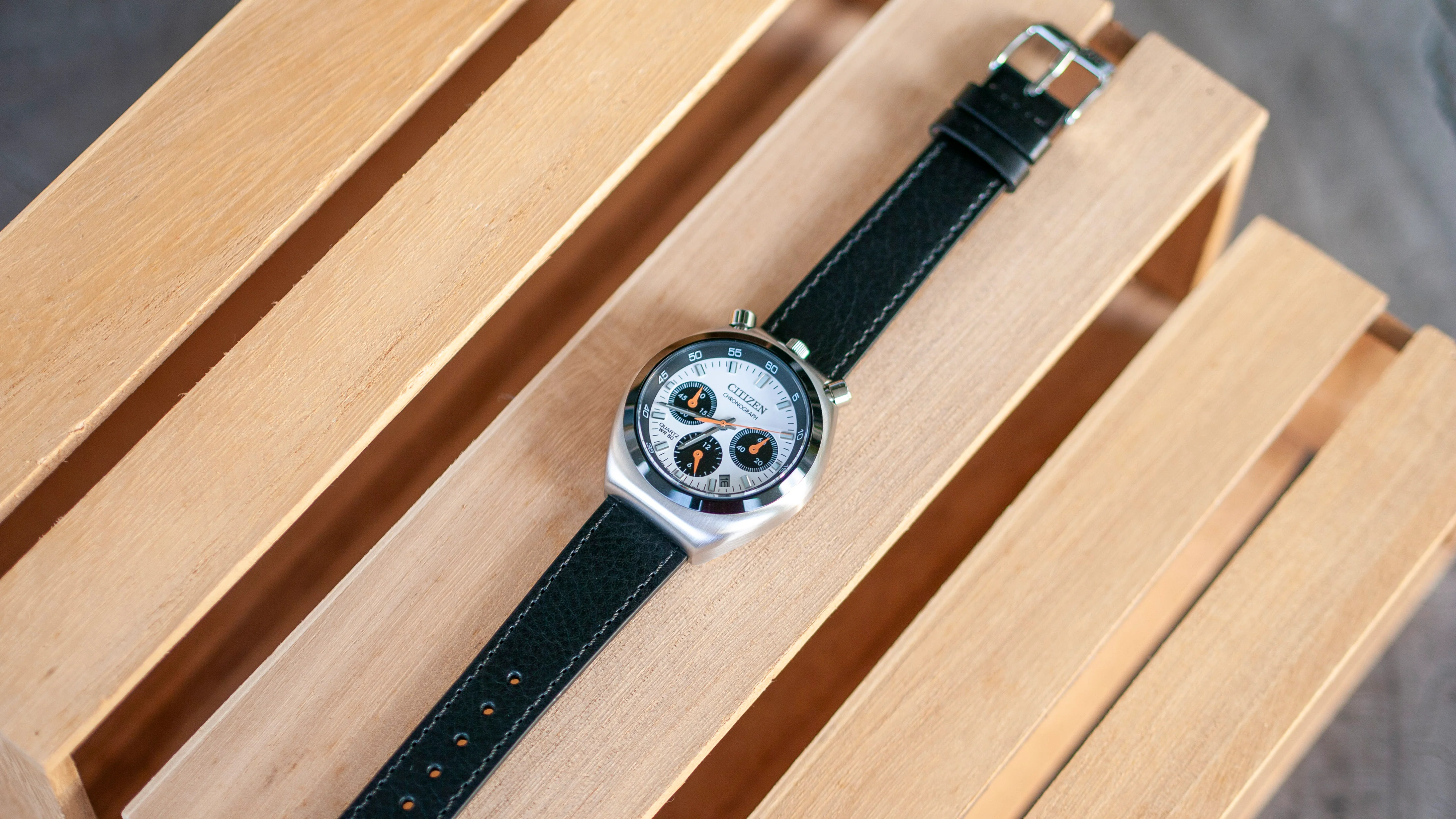 Vintage Veg Tan Italian Leather Onyx Black Watch Strap with Quick Release (XL) - Image 2