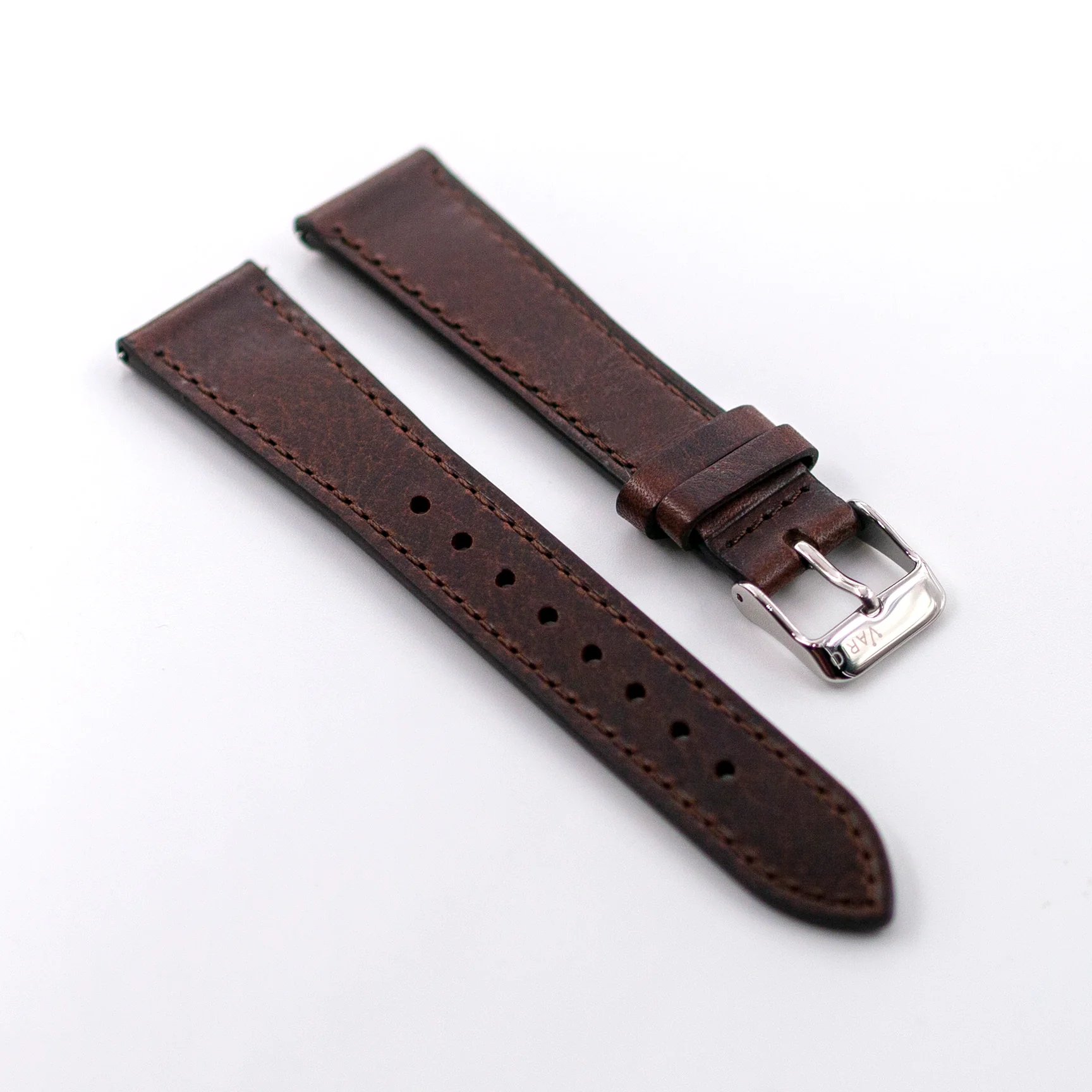 Vintage Veg Tan Italian Leather Pecan Brown Watch Strap with Quick Release (XL)