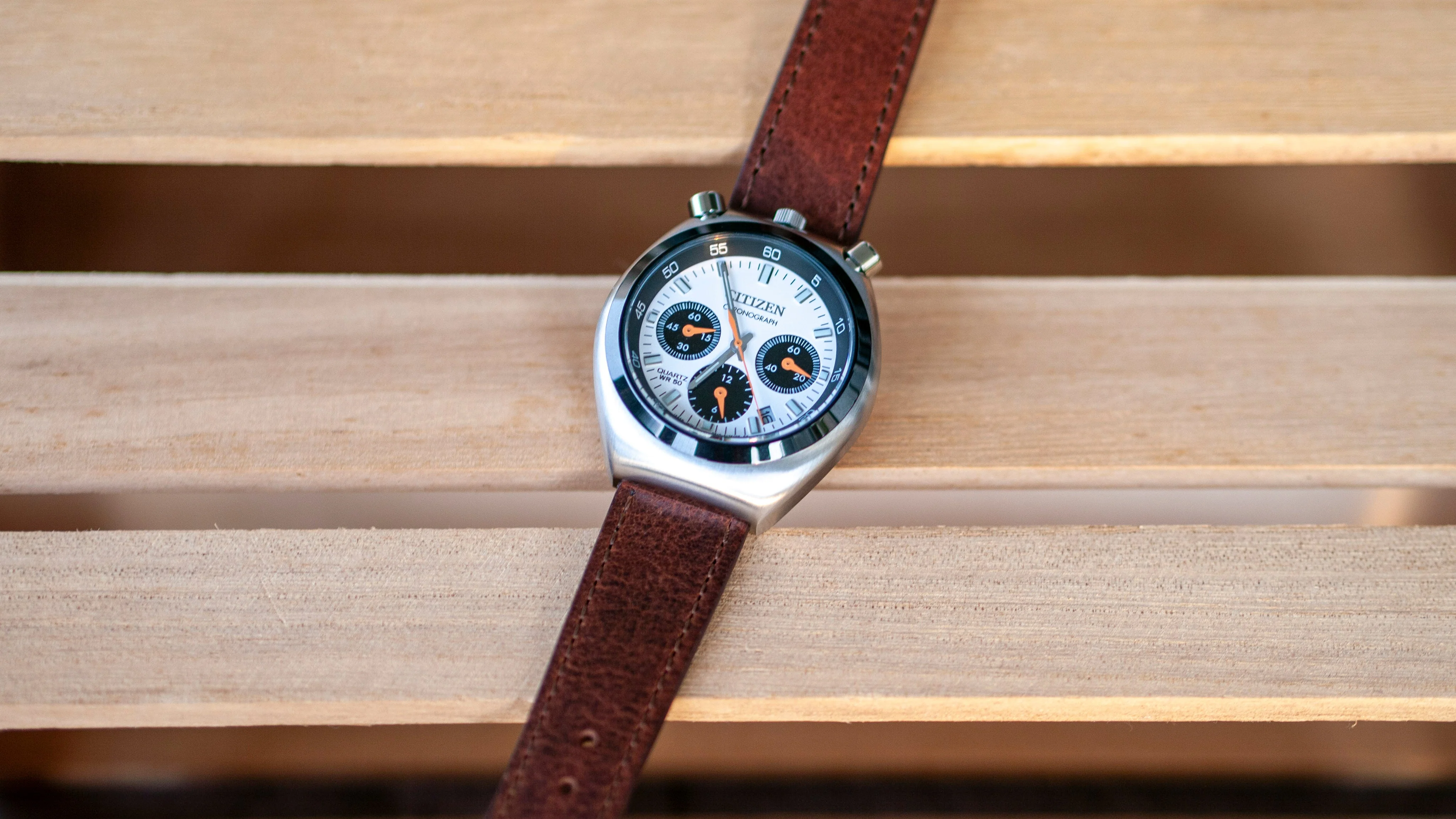 Vintage Veg Tan Italian Leather Pecan Brown Watch Strap with Quick Release (XL) - Image 2