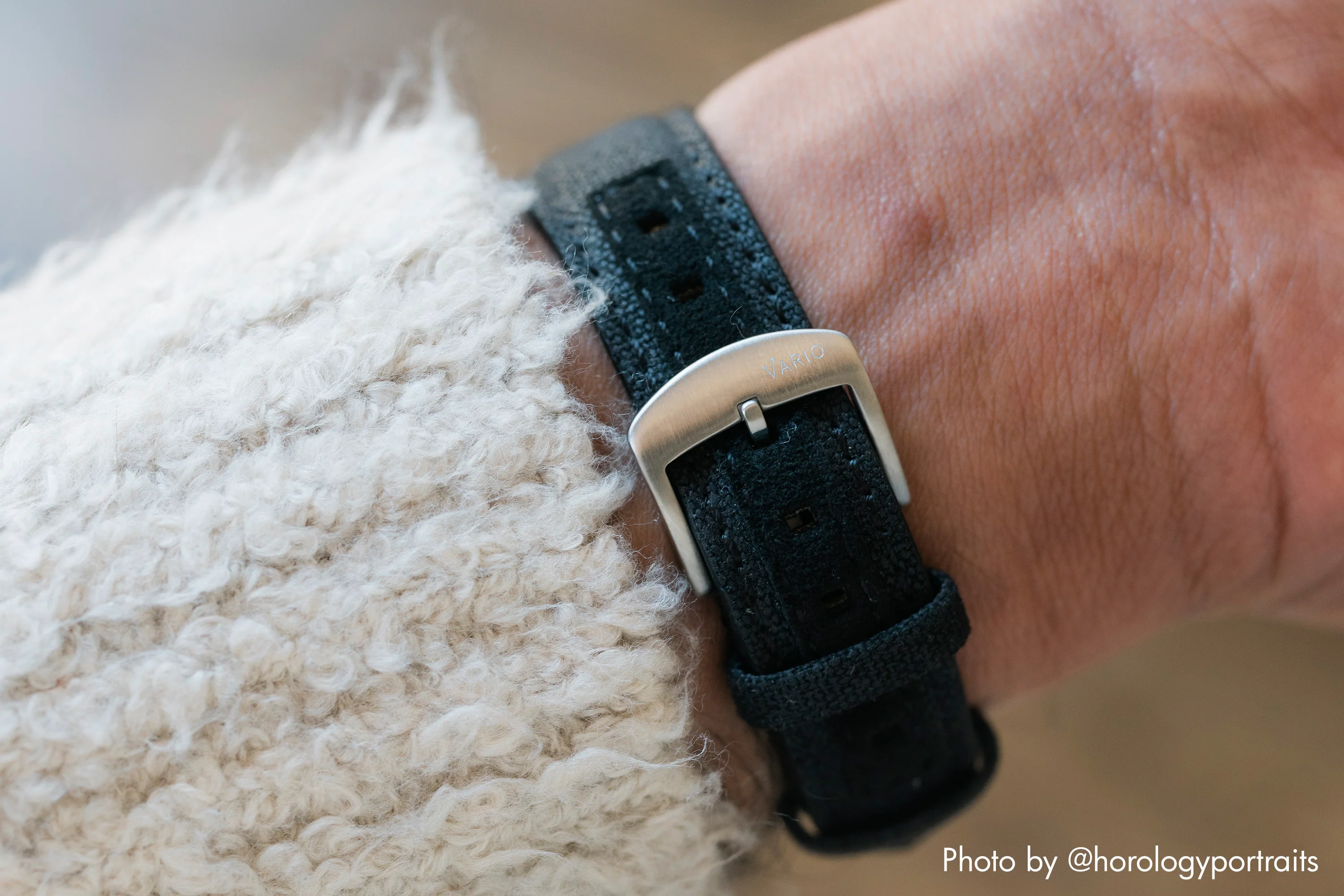 Recycled Waxed Canvas Coal Black Watch Strap - Image 6